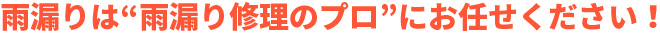 雨漏りは“雨漏り修理のプロ”にお任せください!